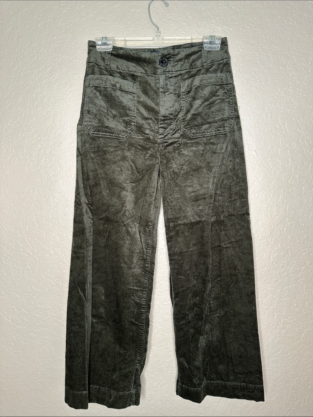 Anthroplogie Maeve the Colette dark green corduroy wide leg pants